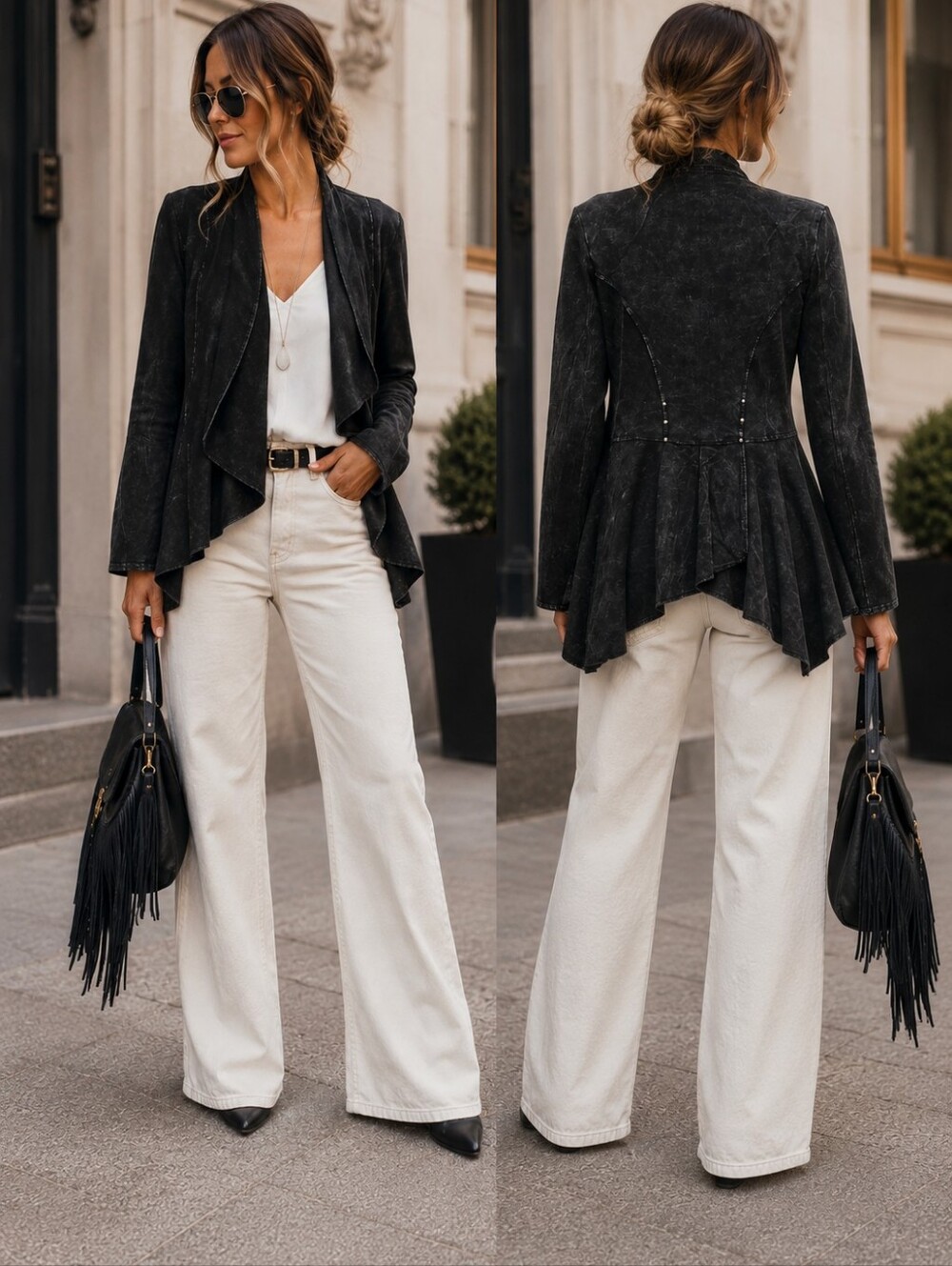 Testimony Los Angeles Black Draped Open-Front Jacket